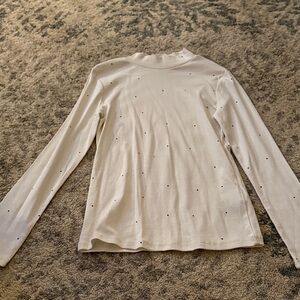H&M White Long Sleeve Tee with Dots